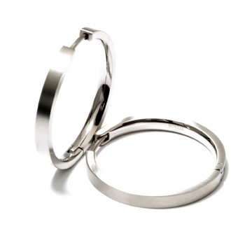 Large Brushed Titanium Huggies - Narrow Hoops